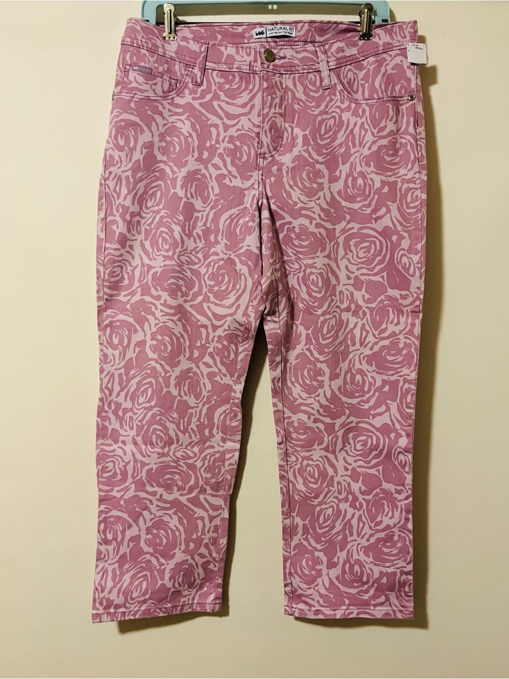 Lee Natural Fit Women’s Size 12 Medium Purple & Ivory Floral Jeans NWT